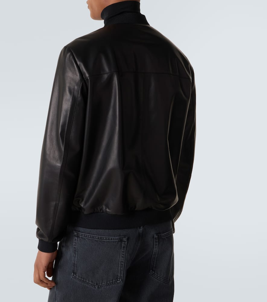Leather bomber jacket