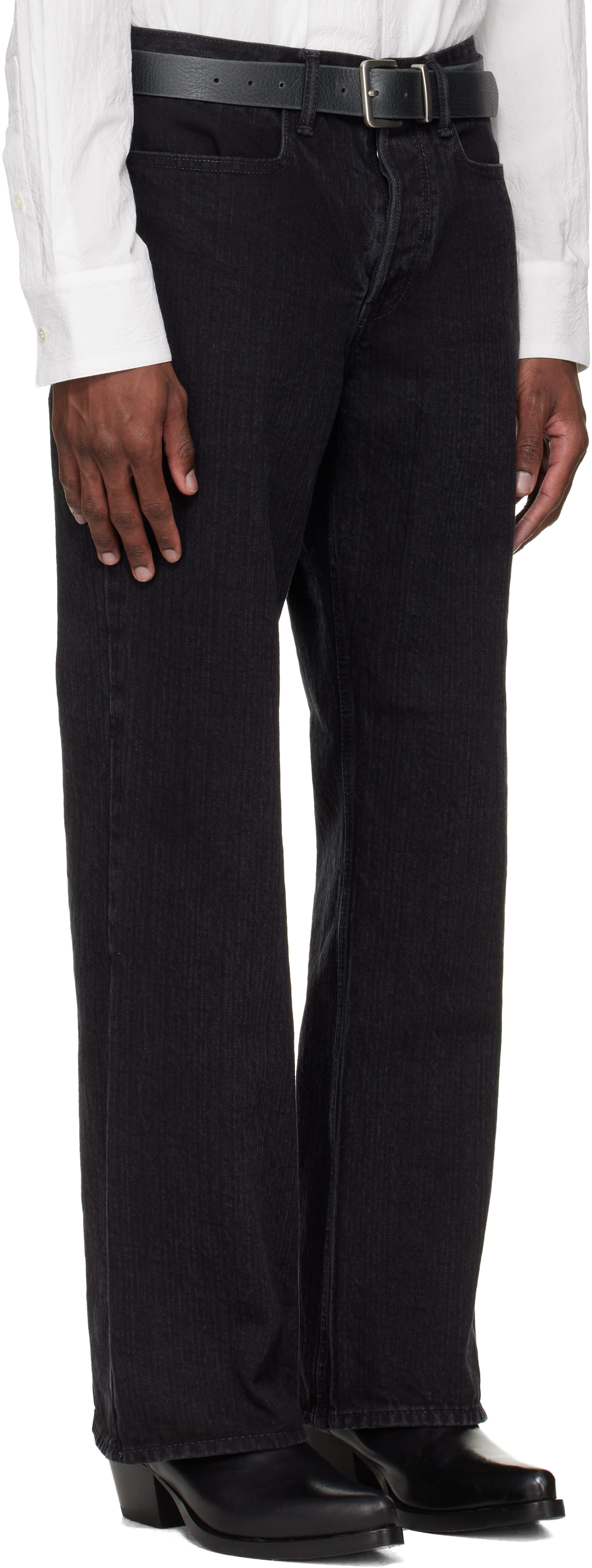 Black Bootcut Washed Jeans