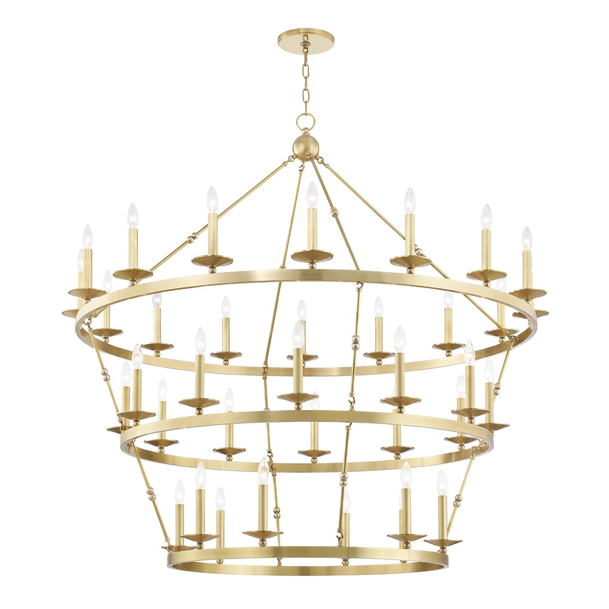 Aged Brass 36 Light Chandelier from the Allendale Collection