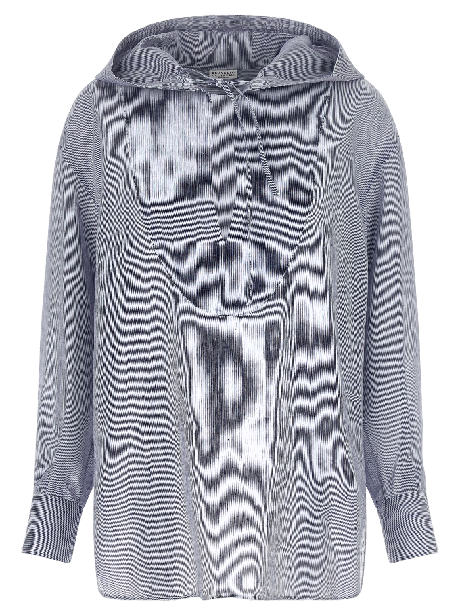 Linen-Silk Blend Hoodie — Blue