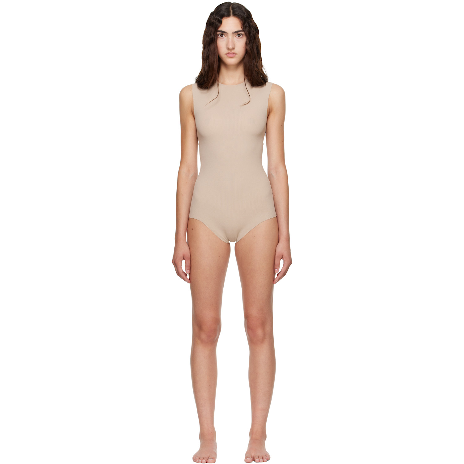 Beige Sleeveless Bodysuit