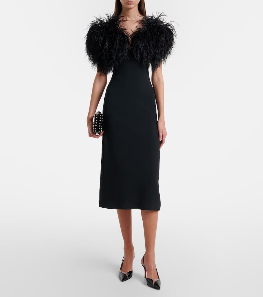 Feather-trimmed cocktail dress