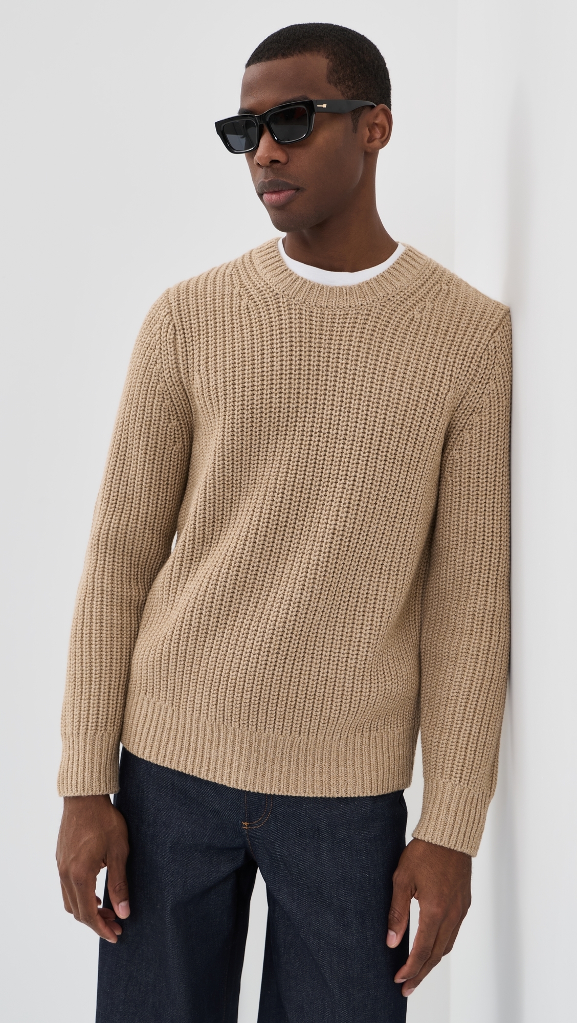 Utility Shaker Crew Neck Sweater H River Sand