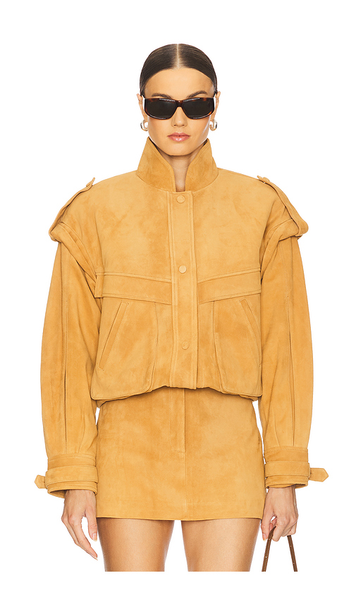 AEXAE BLOUSON EN CUIR en Brown. M. Also en
