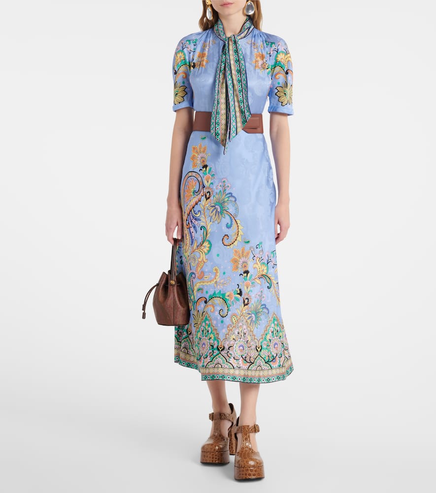 Paisley satin midi dress
