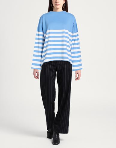 Woman Sweater Azure Size L Cotton, Cashmere