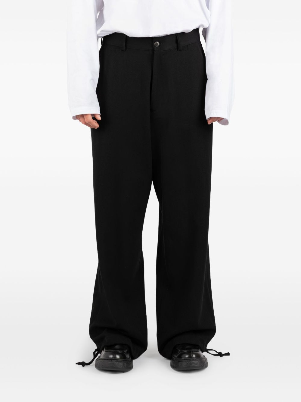 Drawstring-cuffs trousers - Black