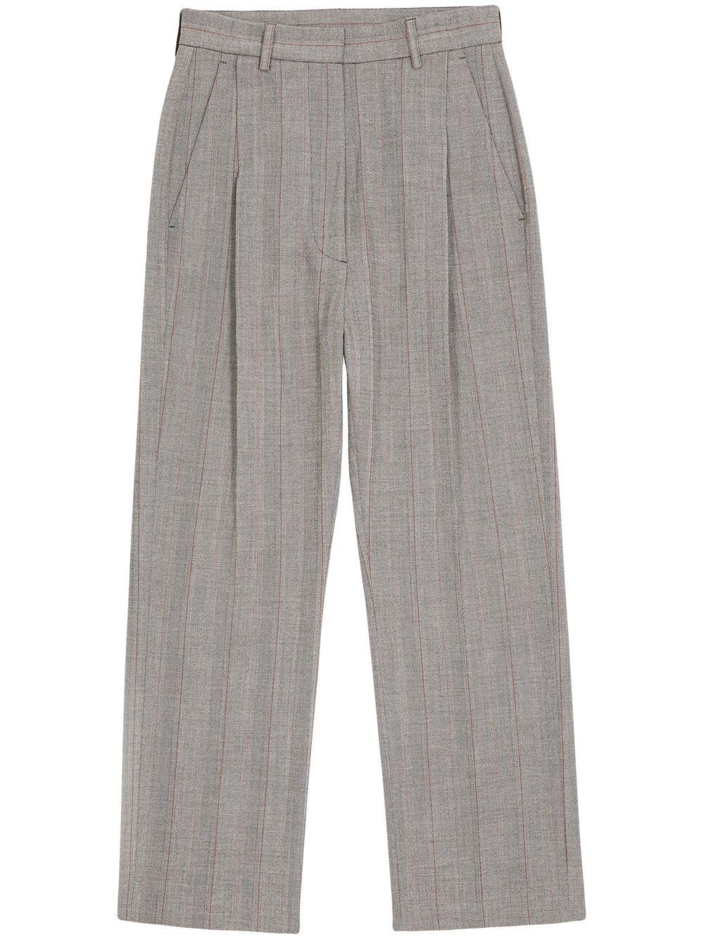 Striped tailored cropped trousers - Grey