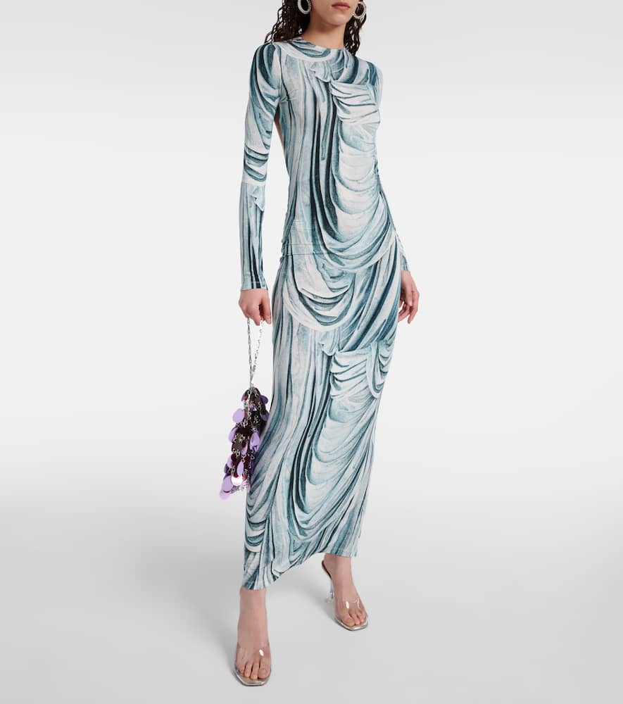 Printed jersey maxi dress