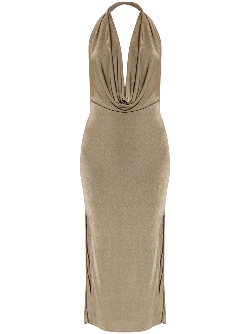 Cowl-neck midi dress - Neutrals