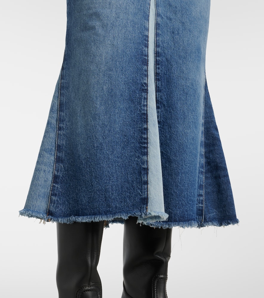 Deconstructed denim midi skirt