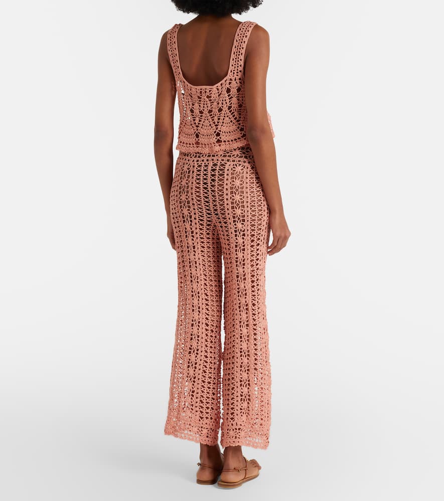 Crochet cotton wide-leg pants