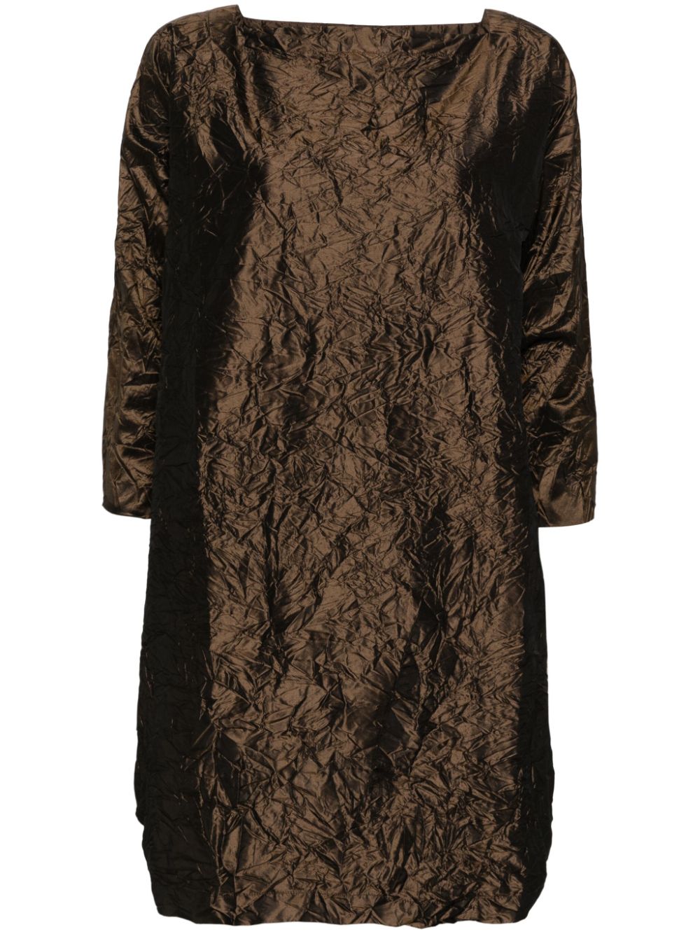Crinkled mini dress - Brown