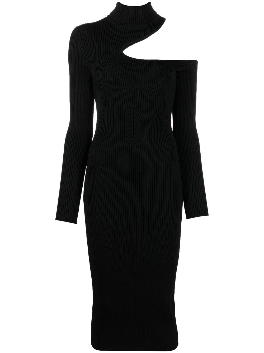 Cut-out midi knit dress - Black