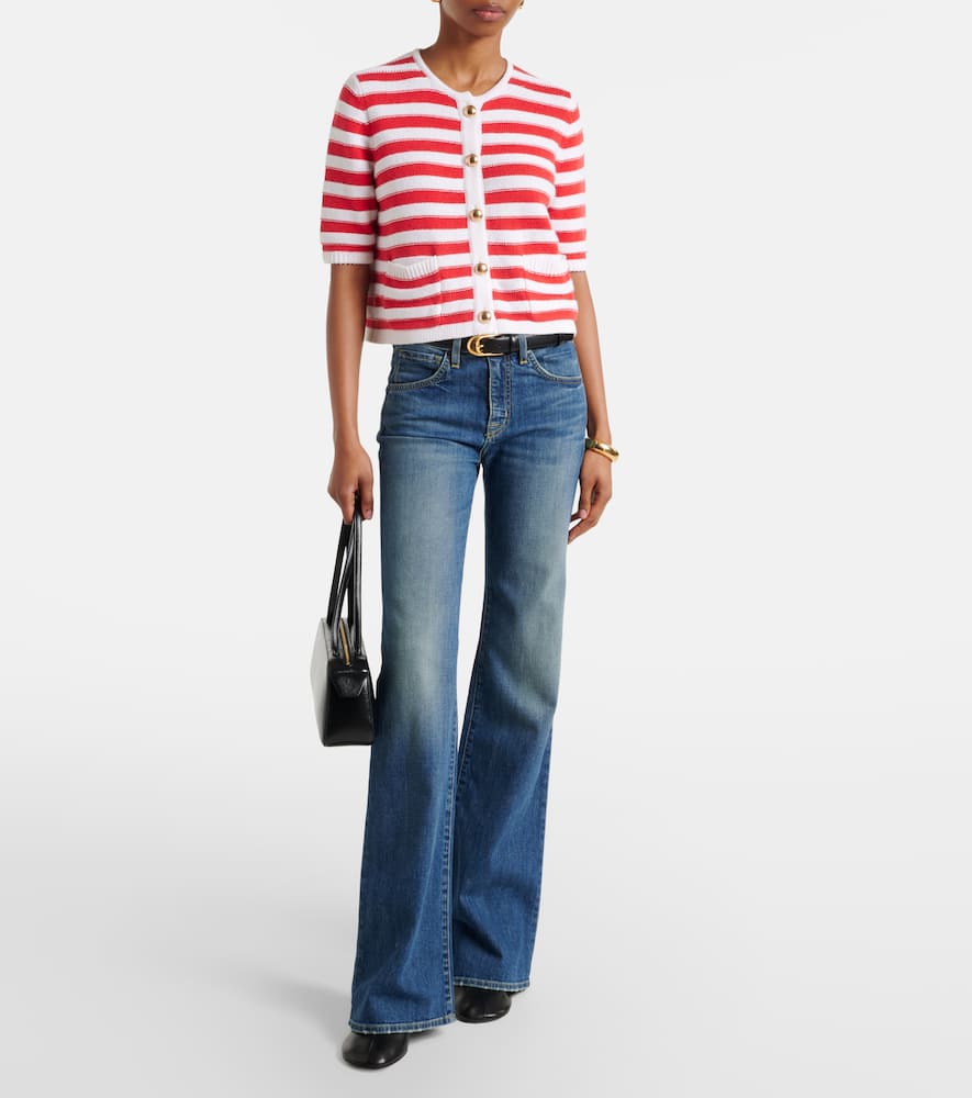 Striped cotton and cashmere cardigan