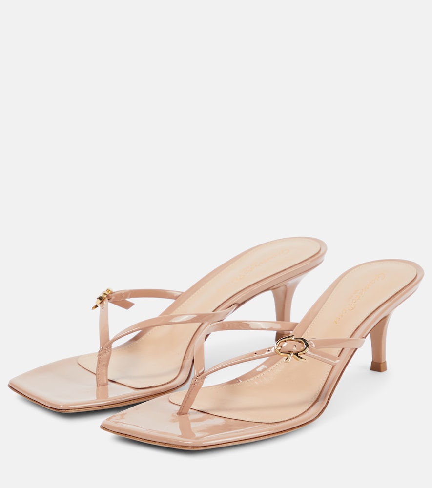 Patent leather thong sandals