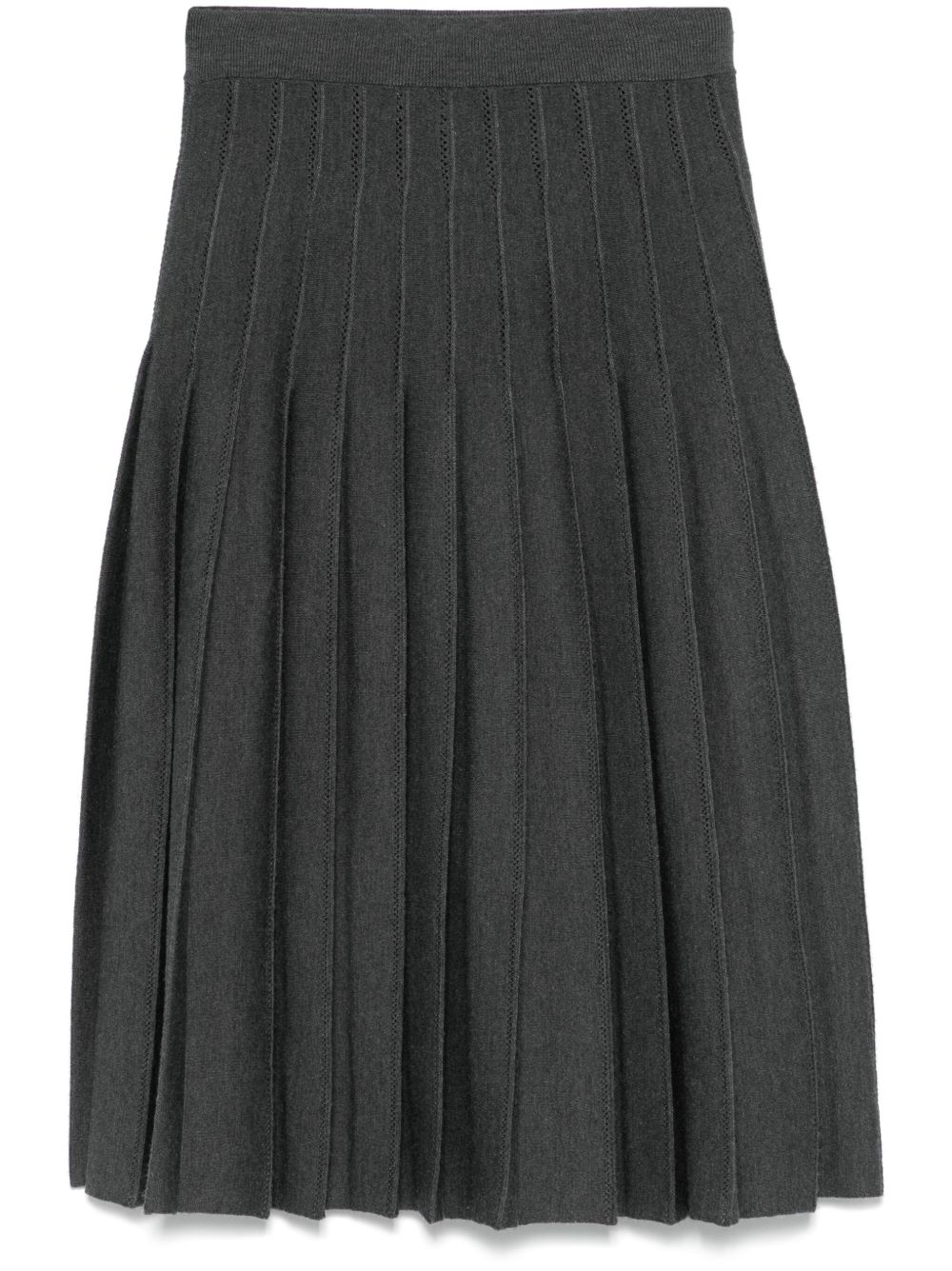 Pleated pointelle midi skirt - Grey