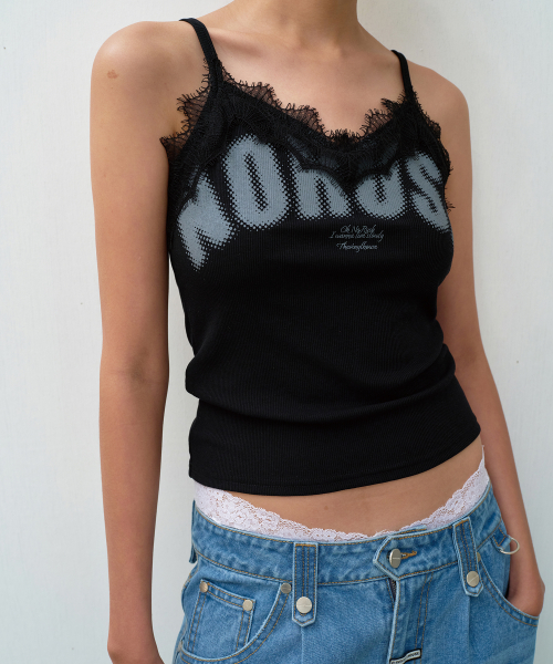 NO RUSH LACE SLEEVELESS BLACK
