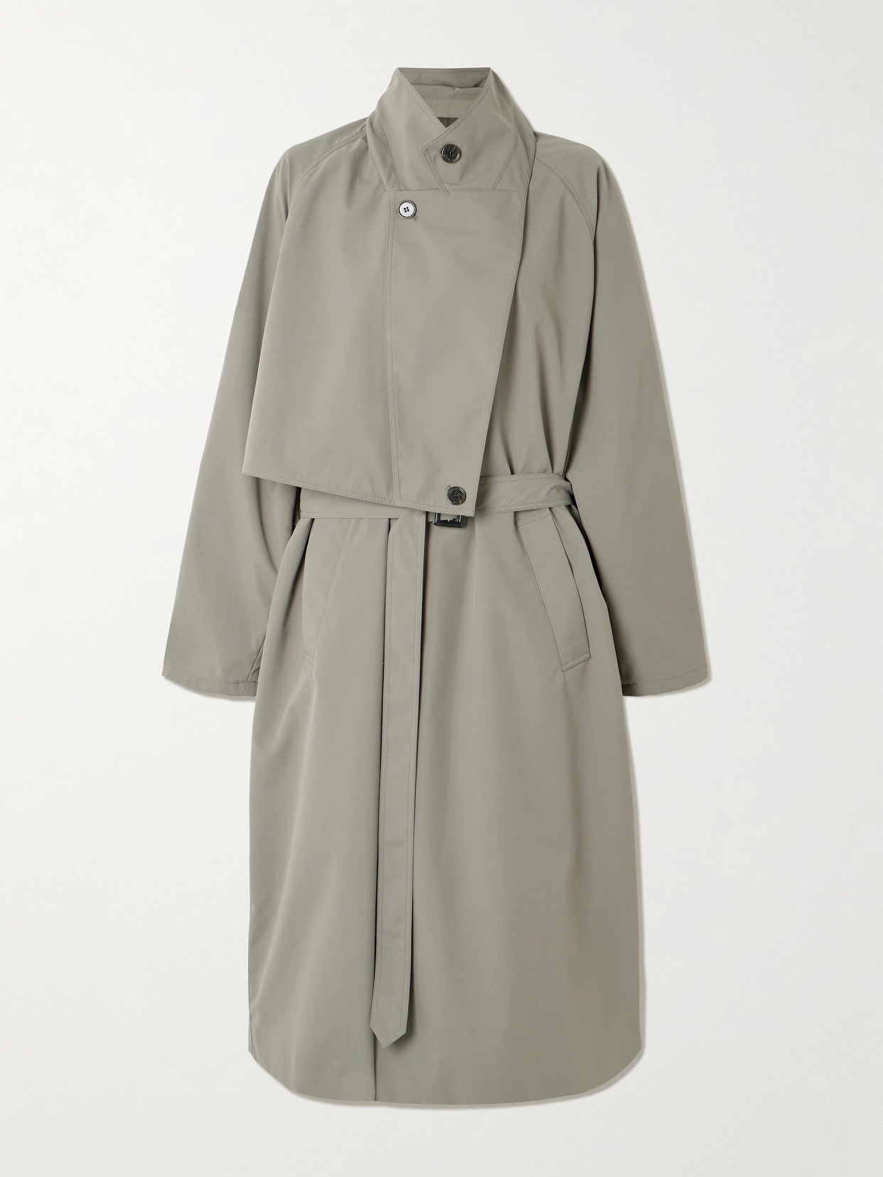 Frank Belted Layered Shell Trench Coat - Gray