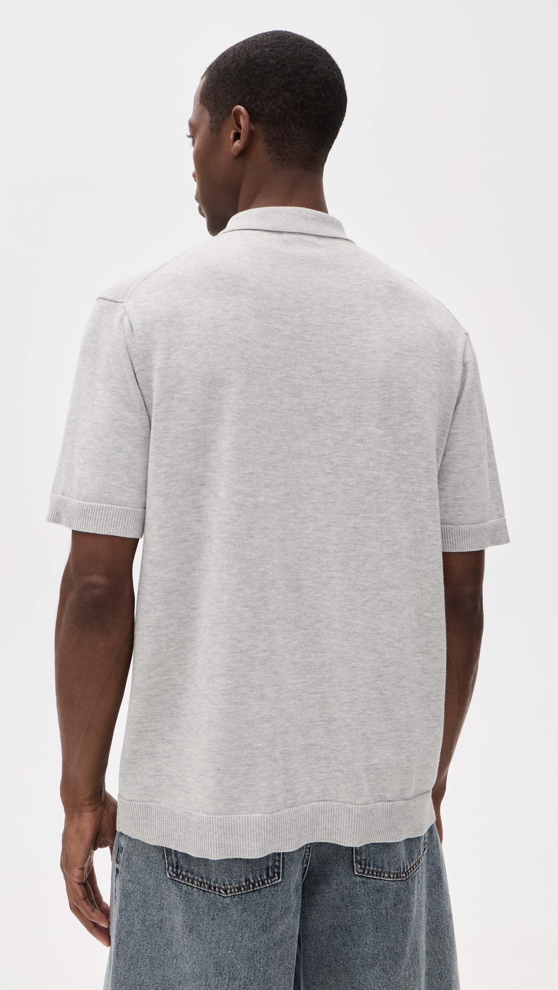 Blake Knit Button Up Shirt Neutral Grey