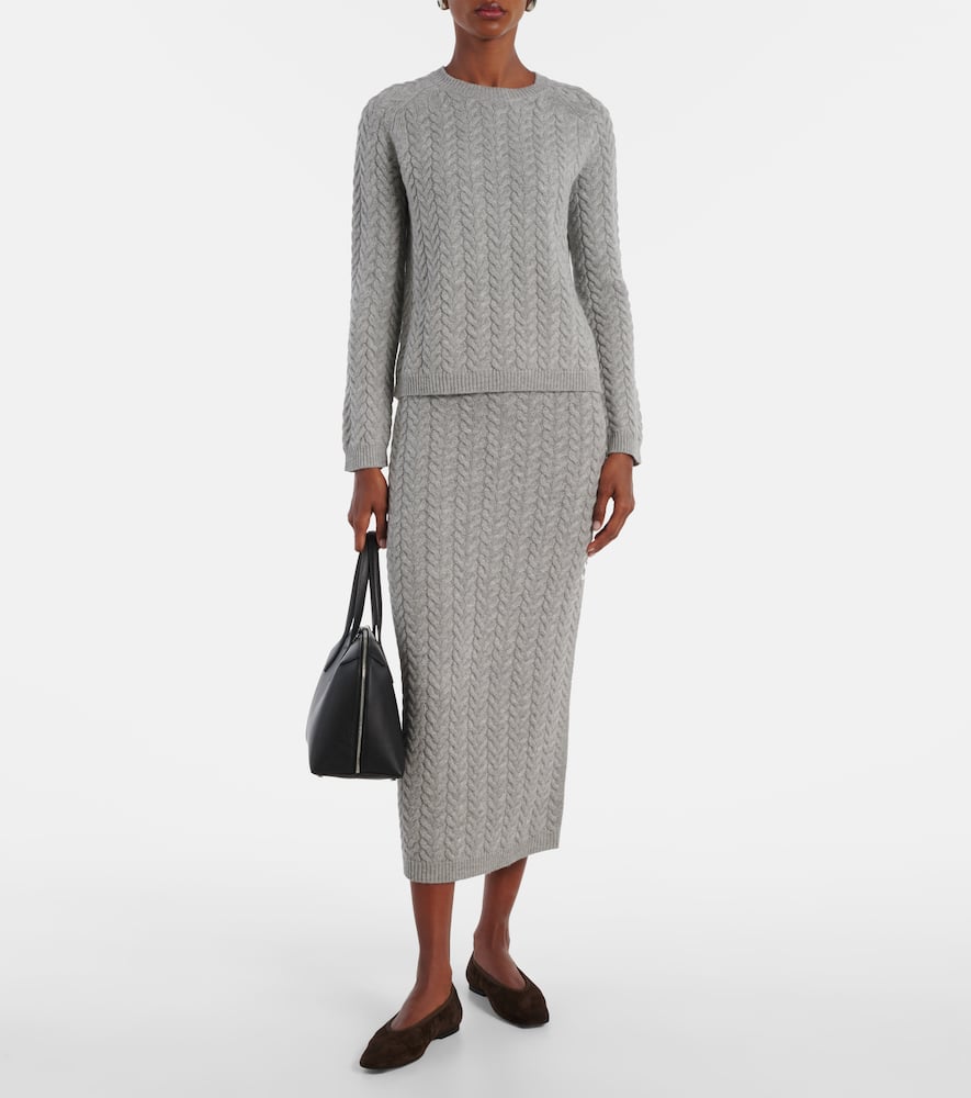 Cable-knit wool and cashmere pencil skirt