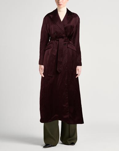 Woman Coat Chocolate brown Size 2 Viscose, Linen