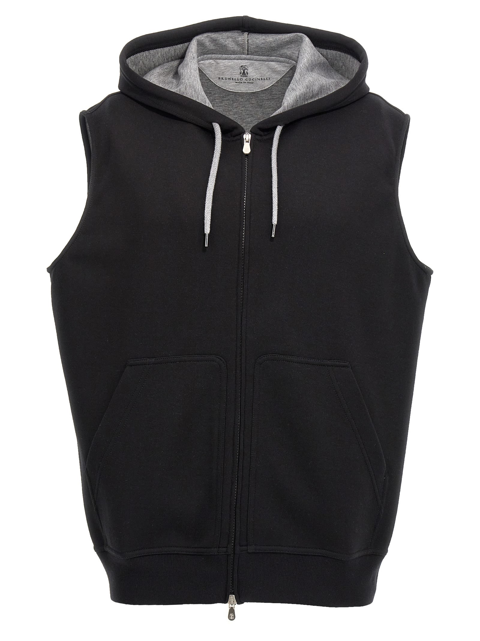 Sleeveless zipped hoodie - Black