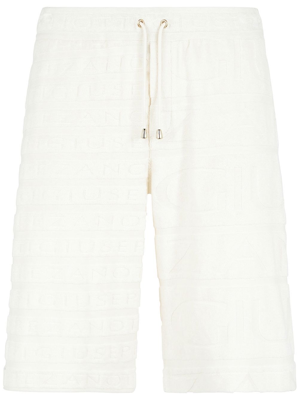 Terry-cloth drawstring-waist Bermuda shorts - White