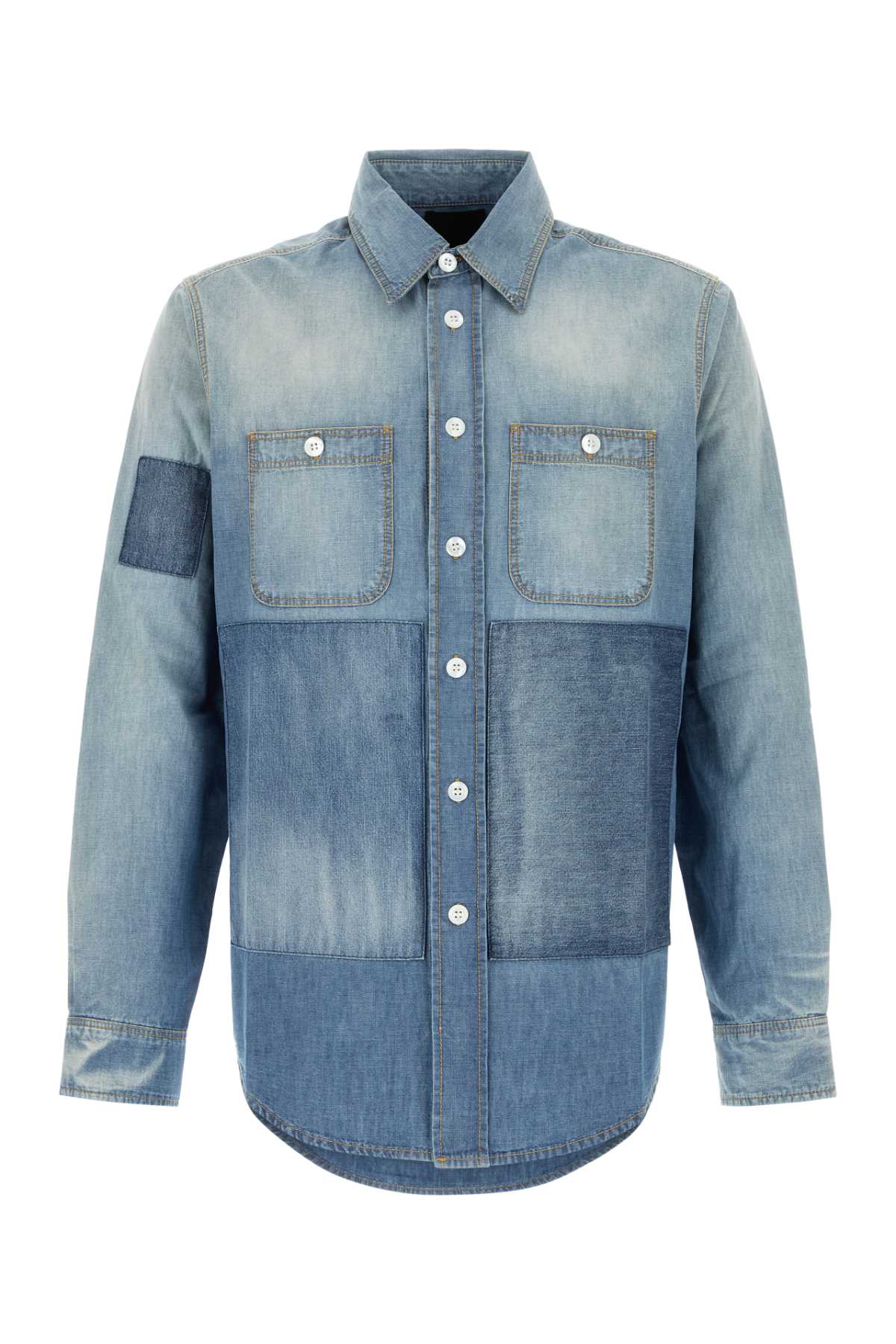 Patchwork Denim Shirt — Blue