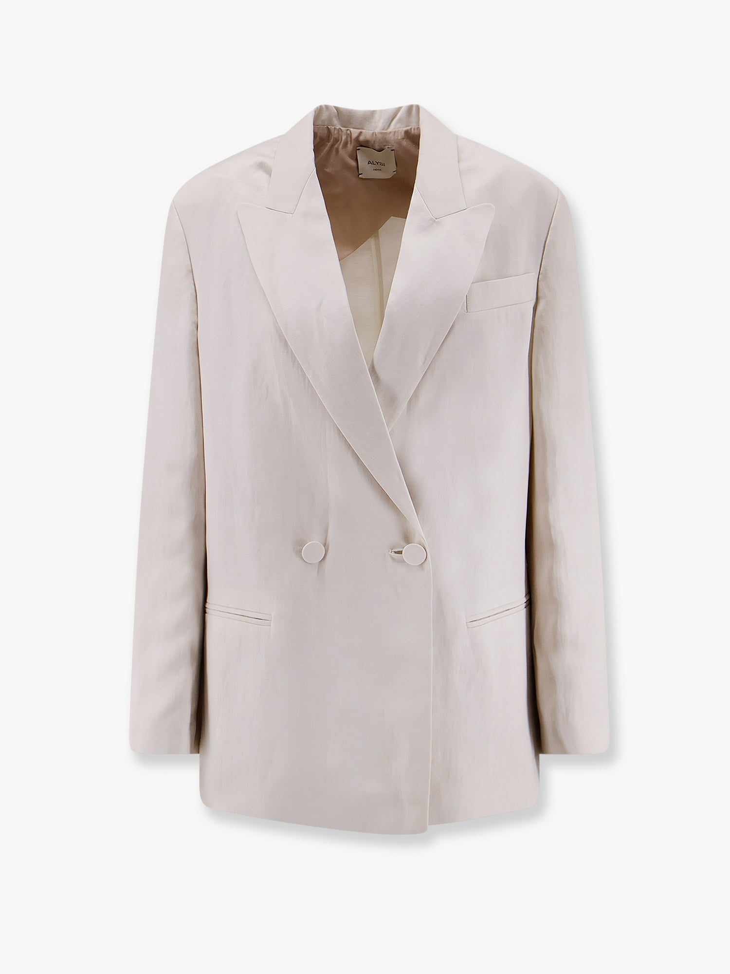 Double-Breasted Lyocell-Linen Blazer — White