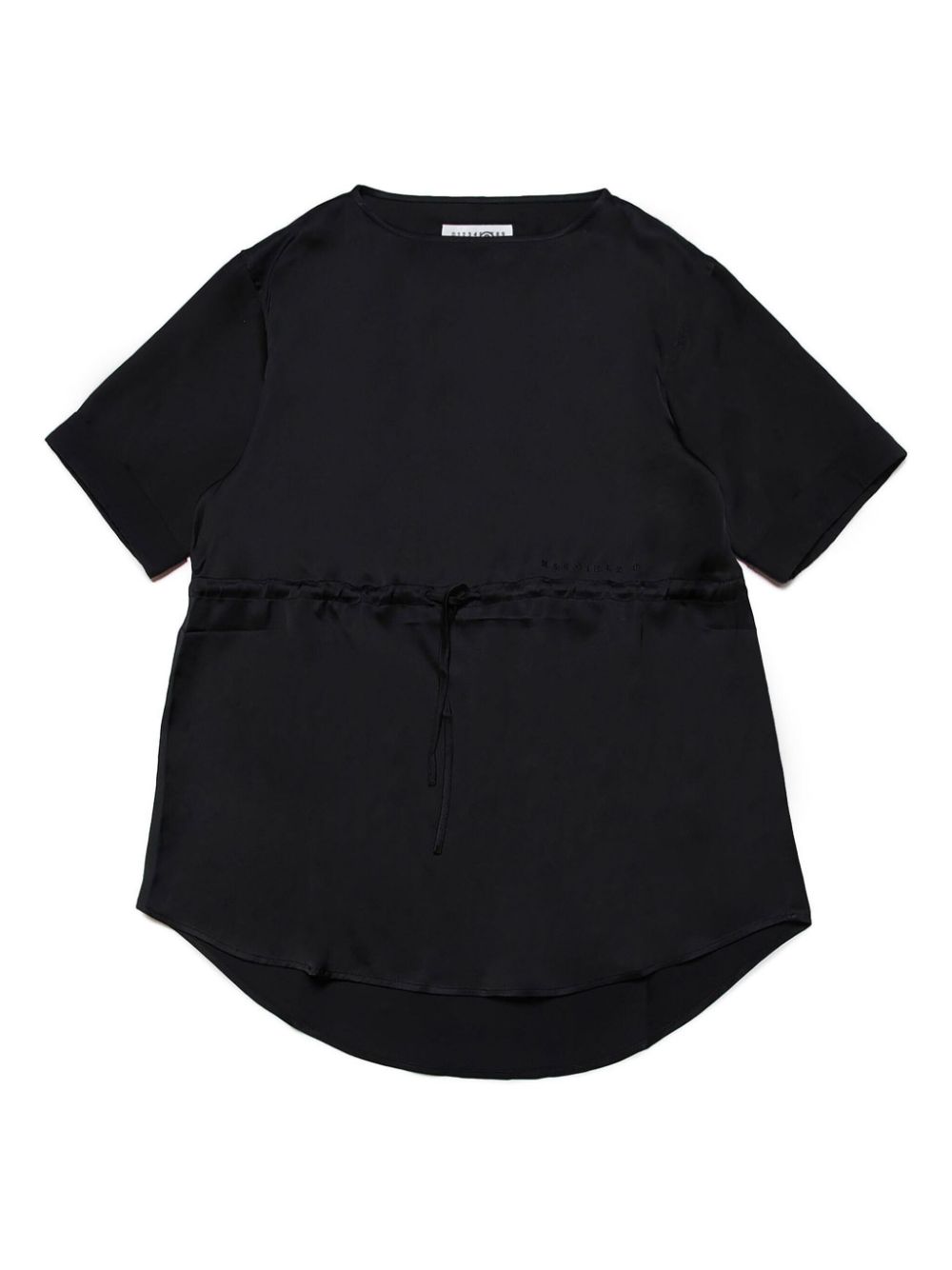 Drawstring short-sleeve dress - Black