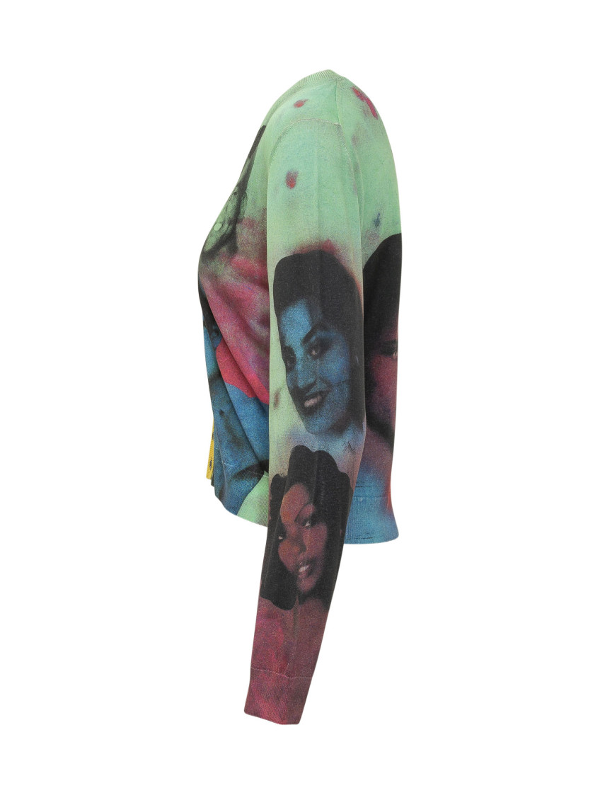 Multicolor Printed V Neck Cardigan