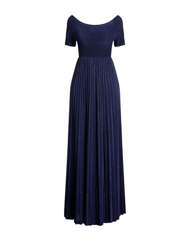 Woman Maxi dress Blue Size 4 Cotton, Polyester, Metallic Polyester, Polyamide, Elastane