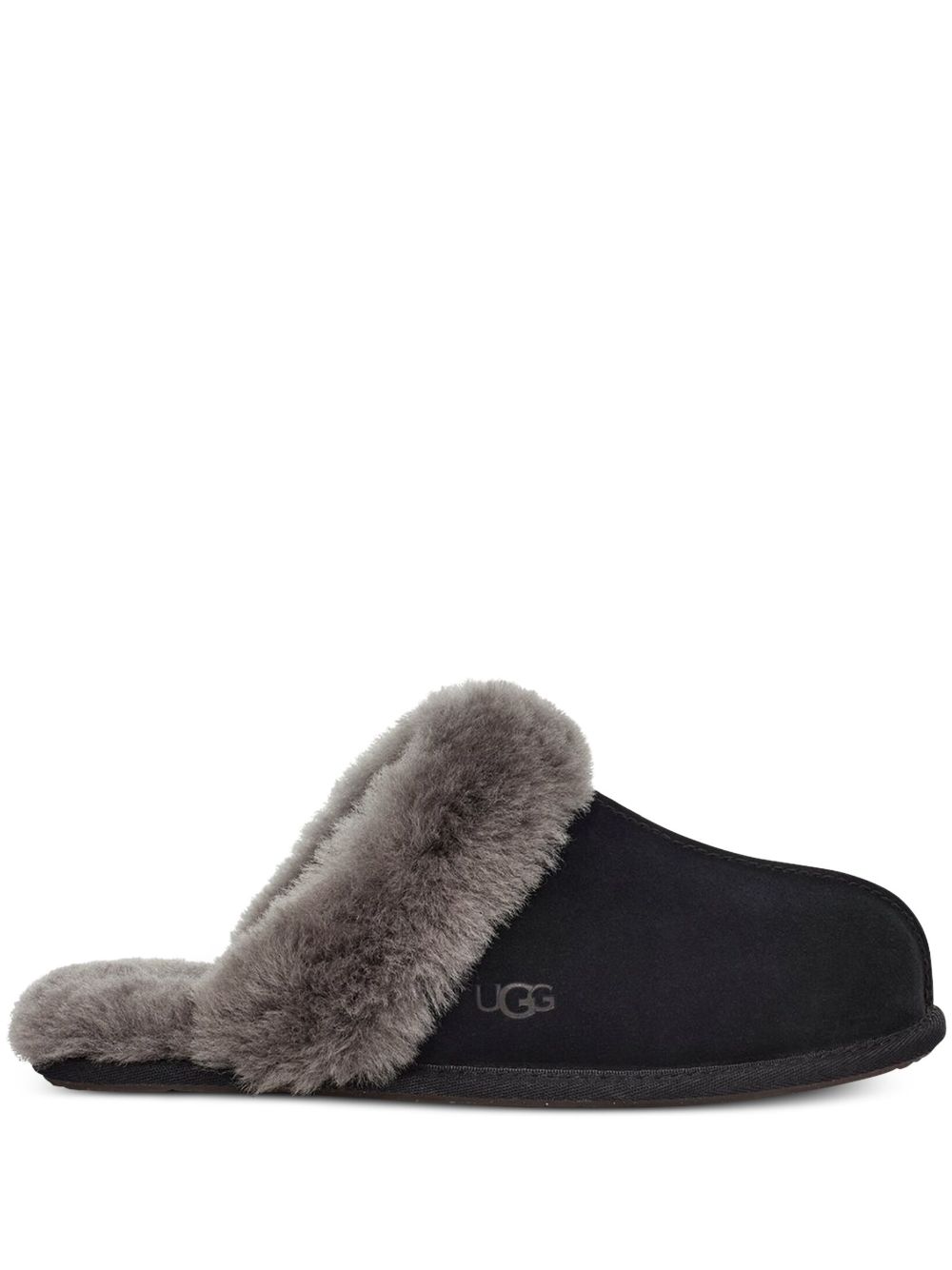 -Ciabatte e Zoccoli scuffette Camoscio Nero Grigio-Donna