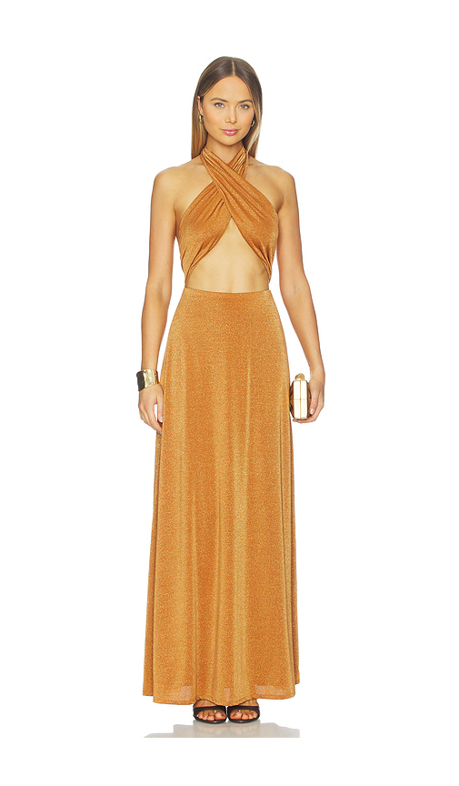 AFRM Kendrick Sparkle Dress in Bronze. XXS also in L, M, S, XL