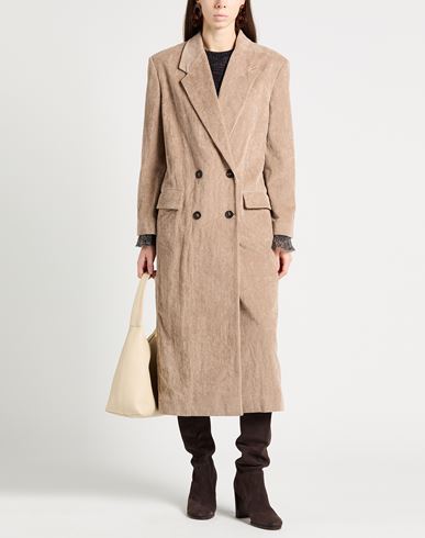 Woman Coat Sand Size 6 Cotton, Elastane, Ecobrass