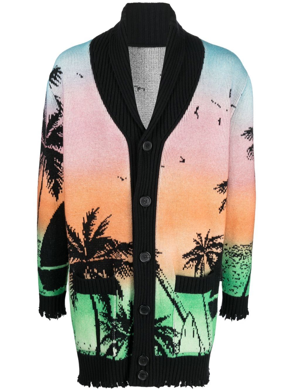 Hawaii-print button-up cardigan - Pink