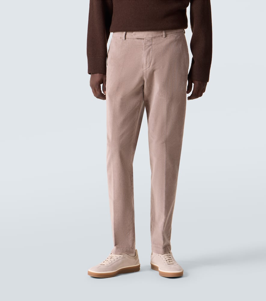 Cotton-blend corduroy slim pants