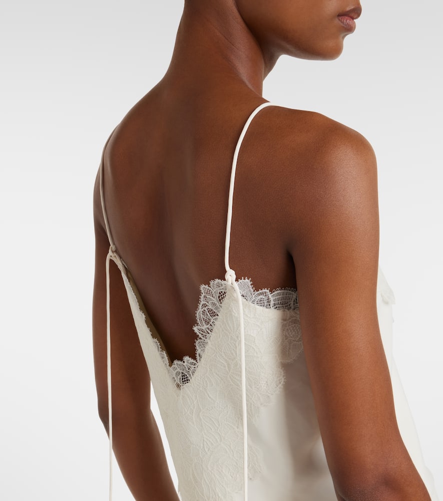 Róhe Lace-trimmed satin camisole