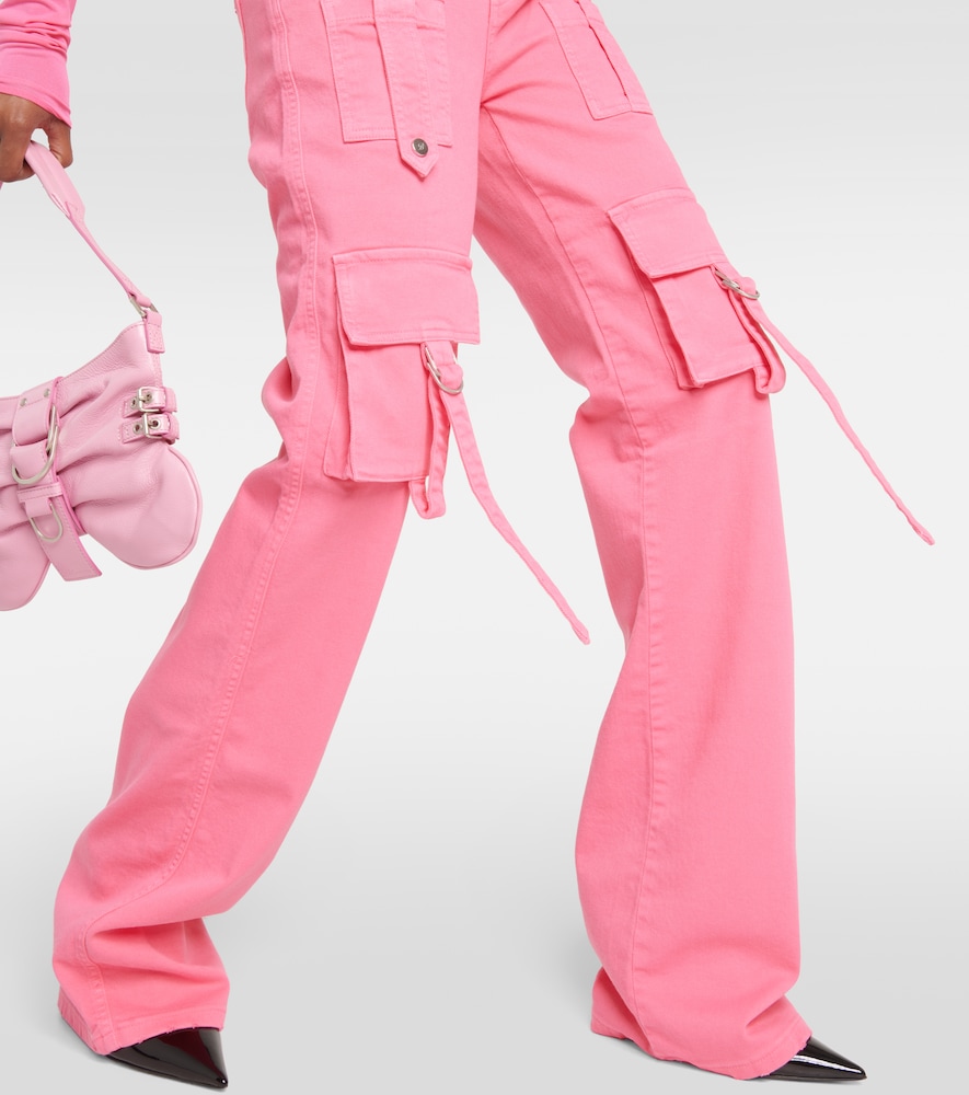 Low-rise denim cargo pants