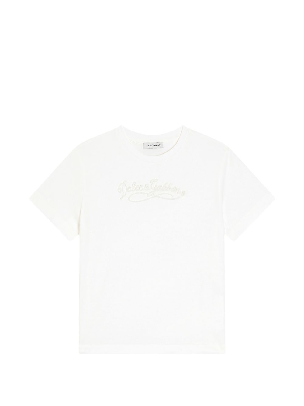 Embroidered Logo Round Neck Short Sleeve T-Shirt for Girls