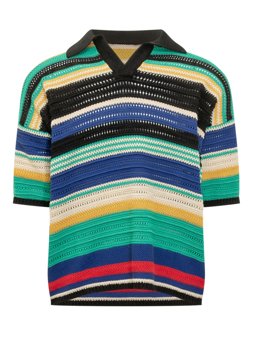 Multicolor Stripes Shirt Collar Polo