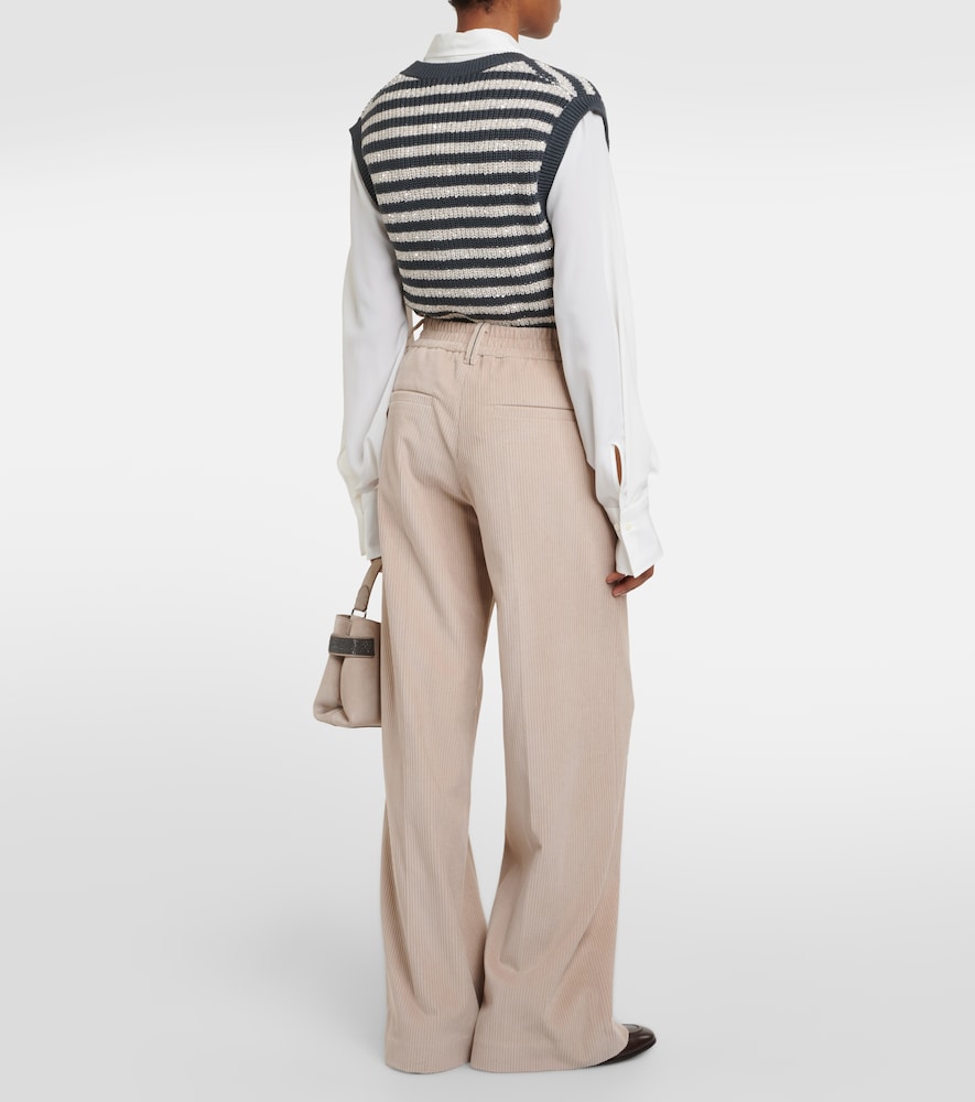 Cotton corduroy wide-leg pants