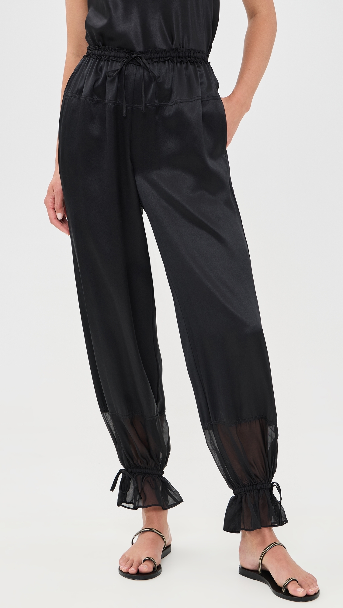 Camile Silk Cinched Pants Noir