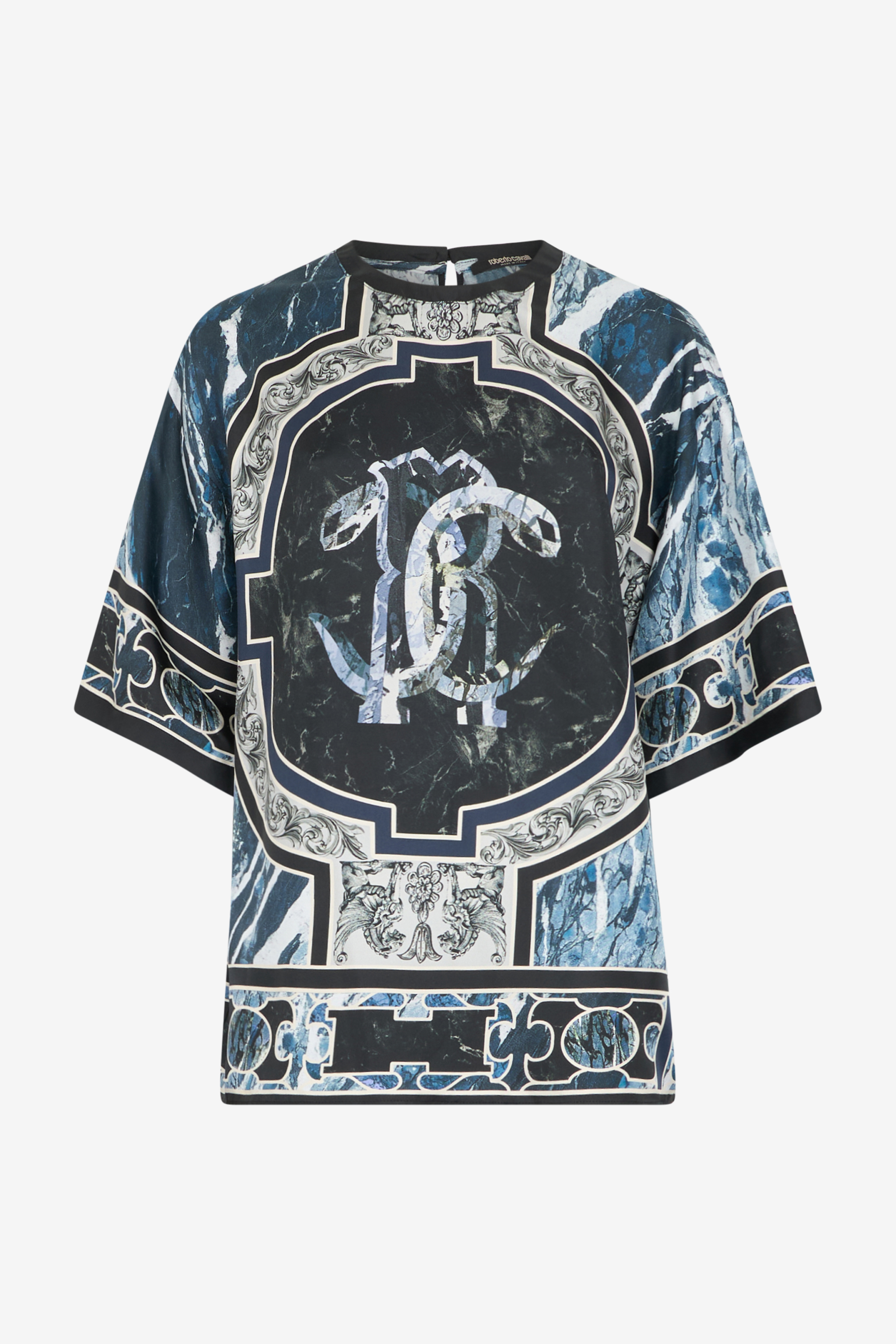 T-shirt With Mirror Snake Monogram And Marble Print - Female T