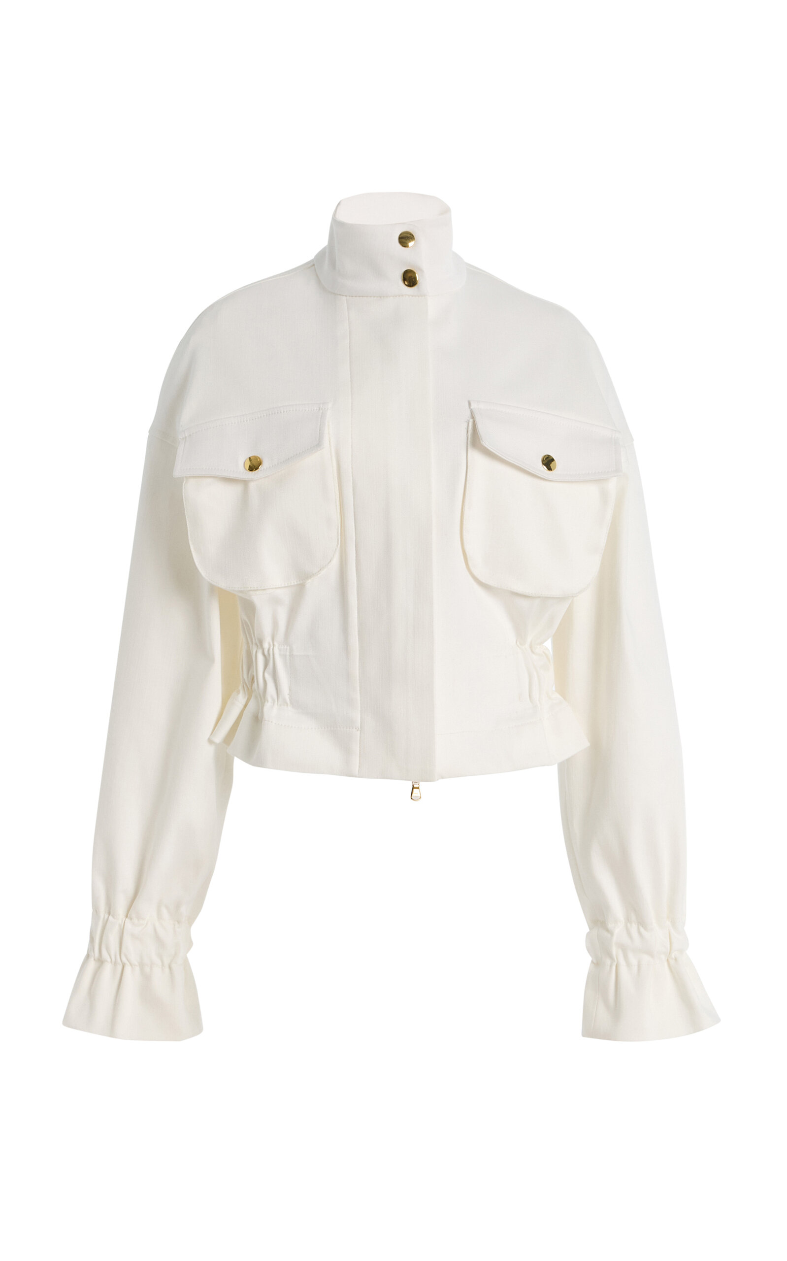Cropped Silk Faille Utility Jacket