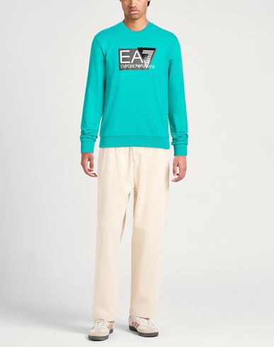 Man Sweatshirt Turquoise Size L Cotton, Elastane
