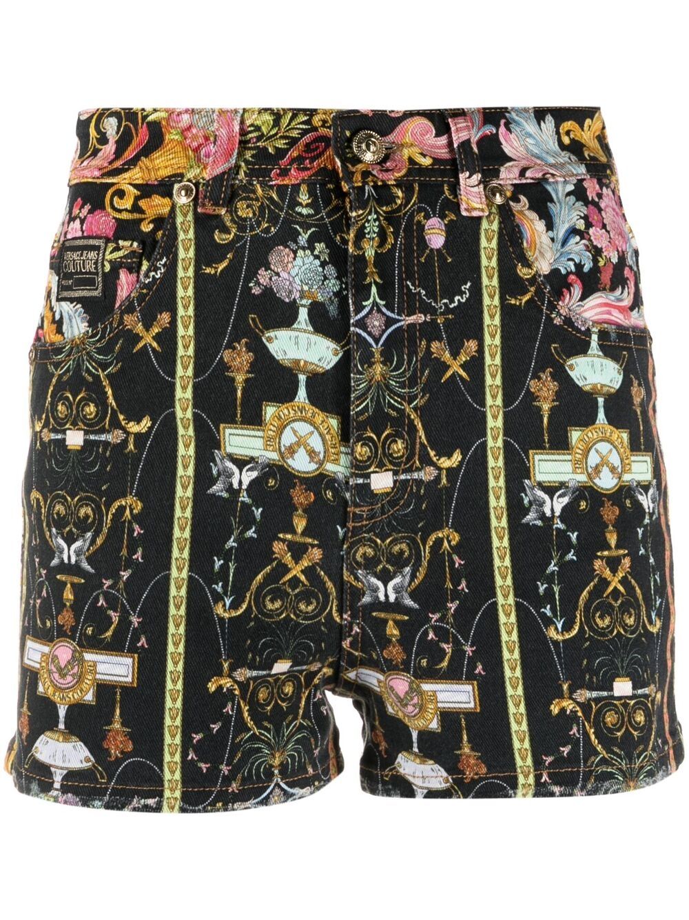 Baroque-print cotton shorts - Black