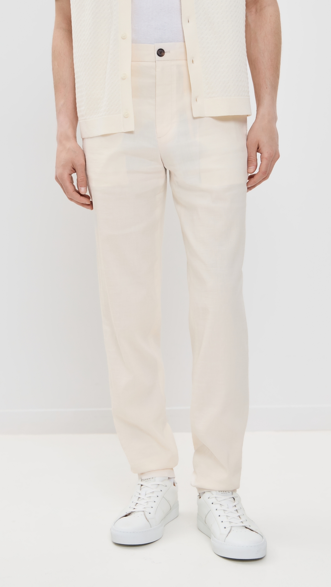 Theory Good Crunch Linen Curtis Drawstring Pants Egg Shell