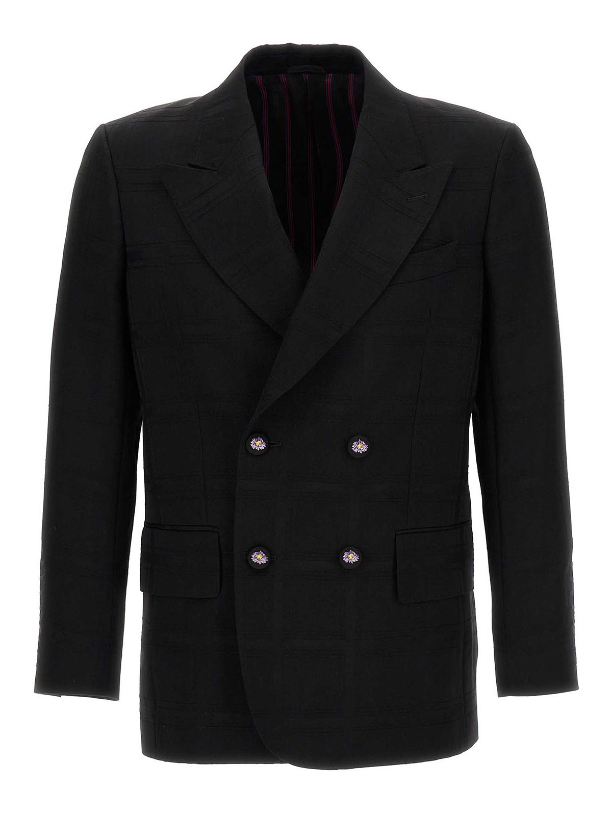 Check double-breasted blazer